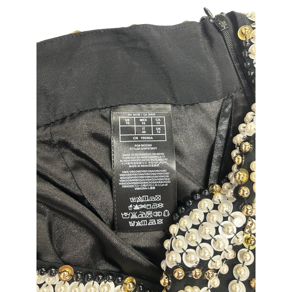 Guess Marciano Pearl Beaded Mini Skirt Size 10 Black Glam Showgirl Y2K Party NWT - Picture 9 of 15